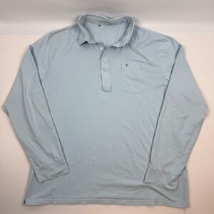 CRIQUET Mens Long Sleeve Polo Shirt Light Blue Pima Cotton Blend Button Neck XXL